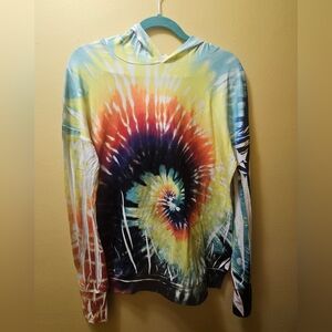 Blumin Multi Color Rainbow Swirl Tie Dye Hoodie Long Sleeve Top!